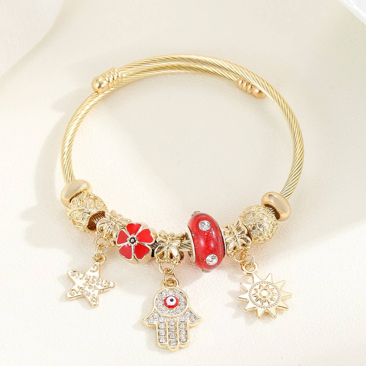 ALLOY STAINLESS STEEL BRACELET WITH SHELL BUTTERFLY_CWMM8594