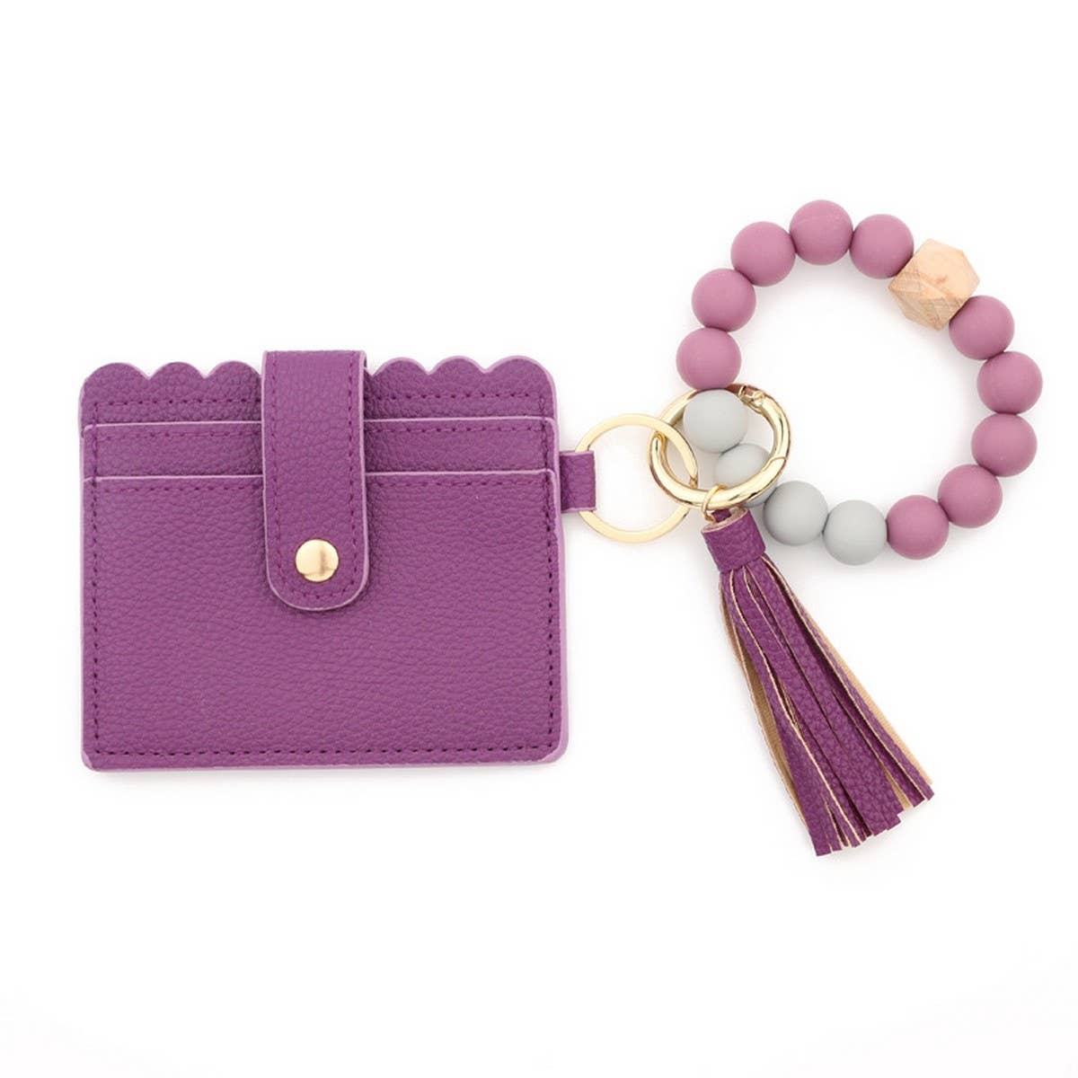 SILICONE BEAD BRACELET CARD BAG TASSEL KEYCHAIN_CWAJE0656