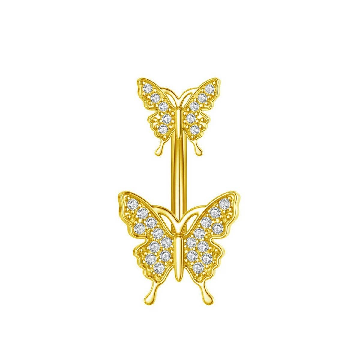 DOUBLE BUTTERFLY CZ BELLY RING HYPOALLERGENIC_CWMM9247