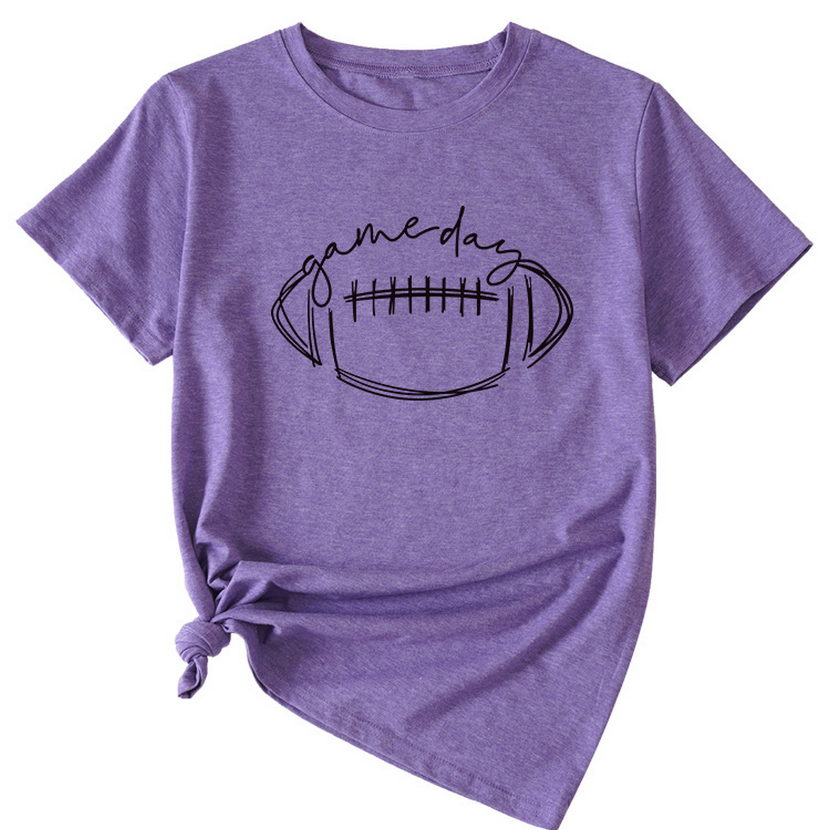 Wome Casual Tee With Fun Football Print_Cwdsd8368