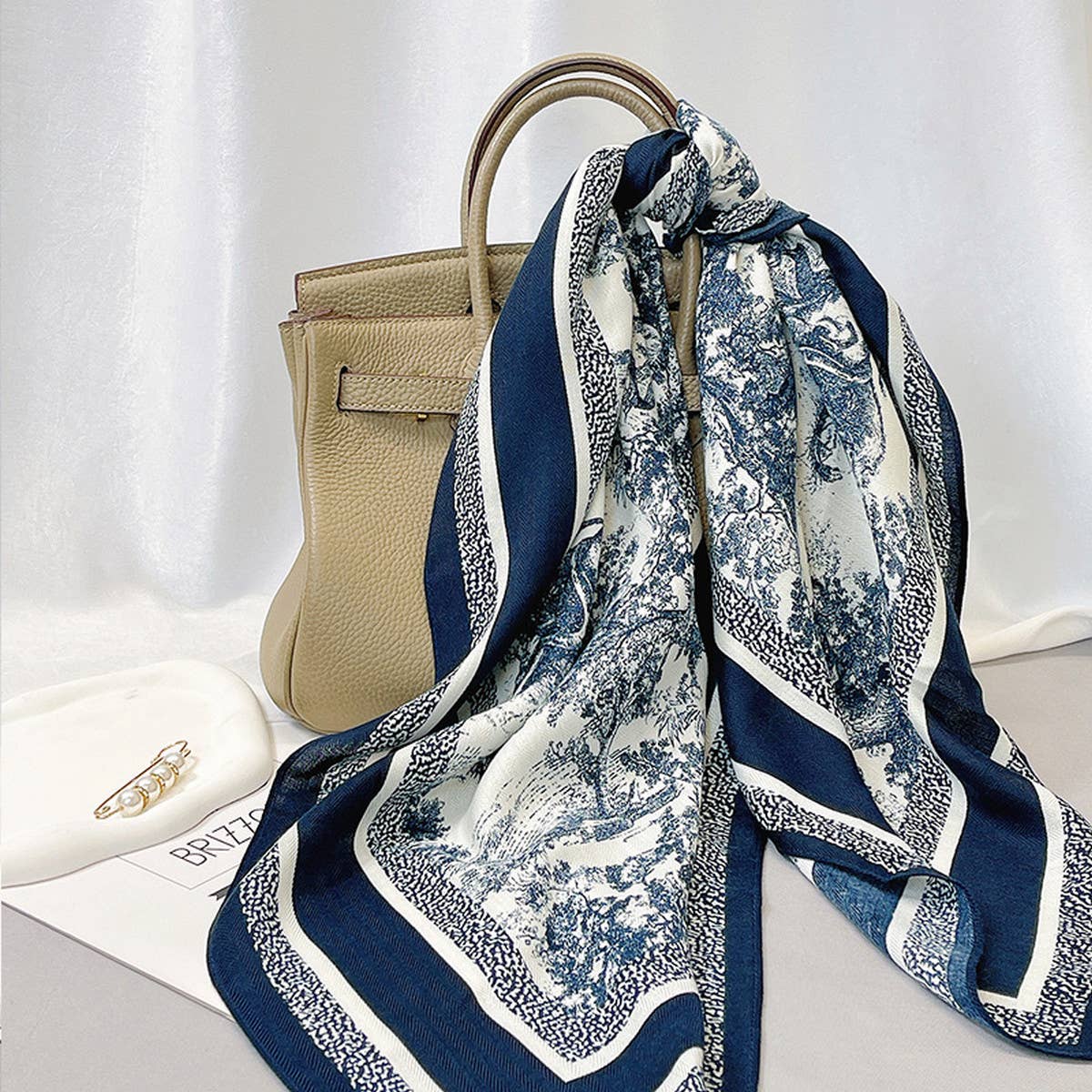 INK ART VELVET SCARF WINTER SQUARE SHAWL 90CM_CWASC0888