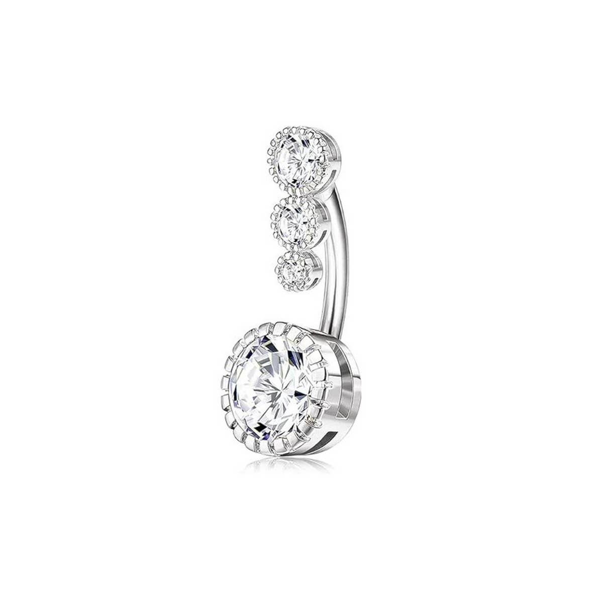 NEW ANGEL WINGS CZ BELLY RING WITH PRONG SETTING_CWMM9242