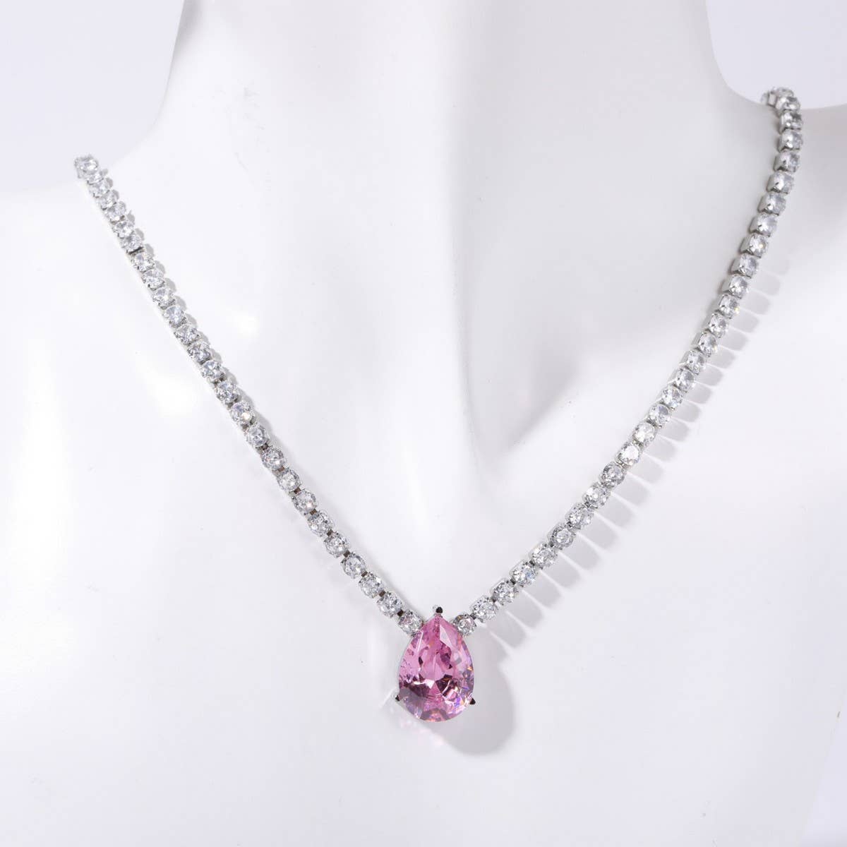 Womens Exquisite Stainless Steel Zircon Necklace_Cwmm3759