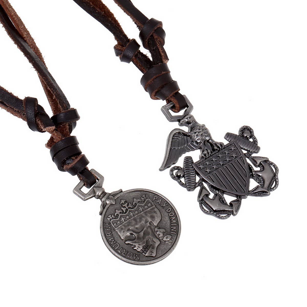 MENS VINTAGE COWHIDE PENDANT NECKLACE_CWMM4615