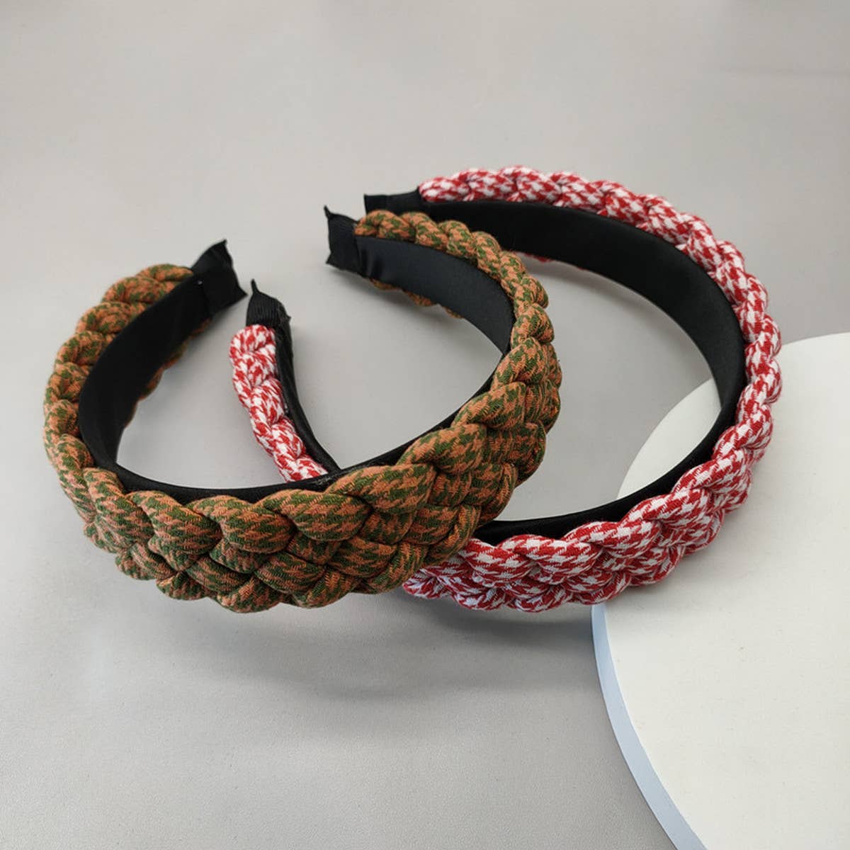 HANDMADE GEOMETRIC PLAID TWIST HEADBAND_CWAHA2602