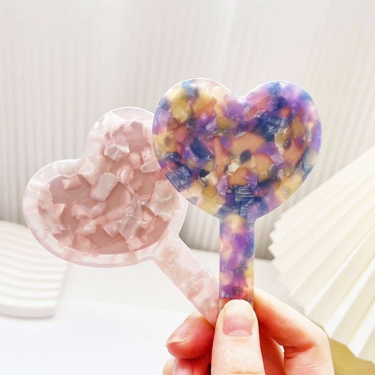 RETRO ACETATE COMPACT MIRROR GEOMETRIC HEART_CWMM6373