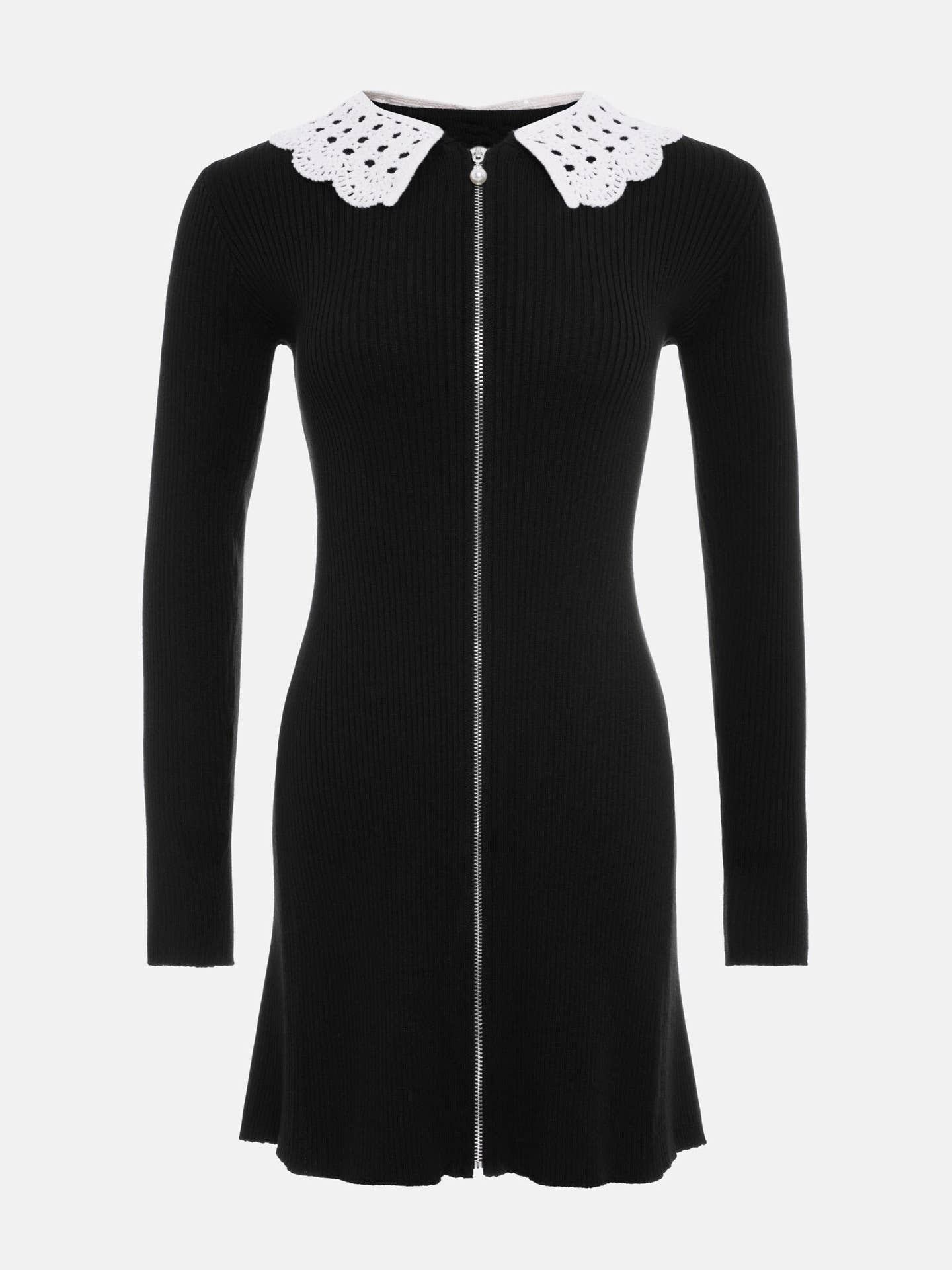 Temperament Slim Hair Woven Zipper Short Dress