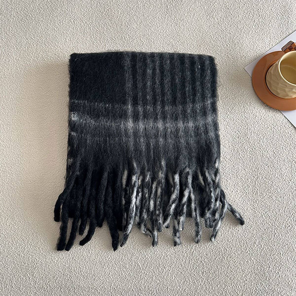 RED PLAID SCARF SOFT FAUX CASHMERE WINTER WRAP_CWASC2343