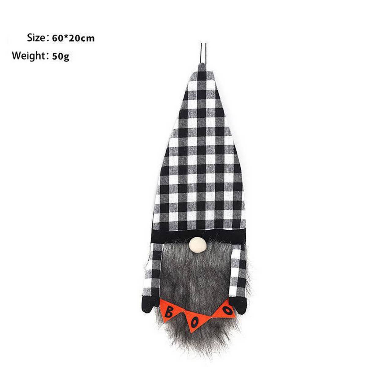 BLACK WHITE PLAID FACELESS GNOME FLAG WALL DECOR_CWAJE0540