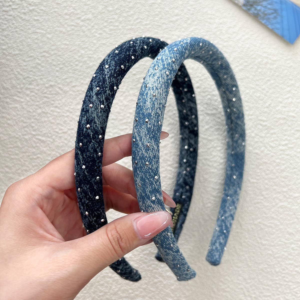 DENIM STARRY PUFF HEADBAND WITH VOLUME SPONGE_CWAHA2832