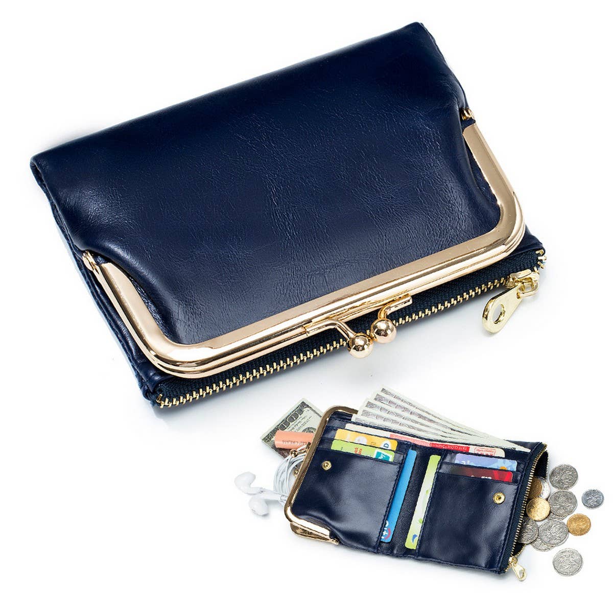 Vintage Multifunctional Clutch Short Leather Wallet_Cwab3780