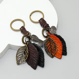 CREATIVE RETRO LEAF LEATHER CAR KEYCHAIN_CWMM4767