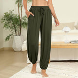 Solid-Colored Drawstring And Loose Trousers