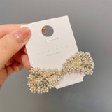 SPRING CLIP HAIRPIN PEARL BOW SIDE CLIP TOP CLIP_CWAHA4796