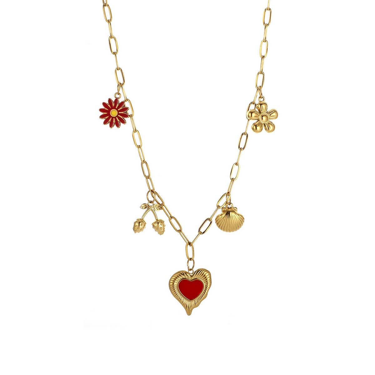 FASHION STEEL NECKLACE WITH CRAB HEART CHARM_CWMM8853