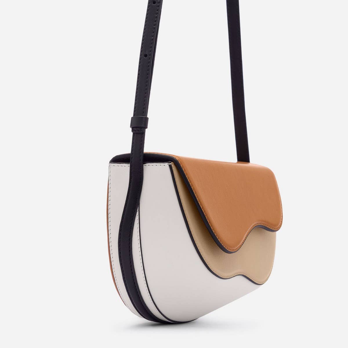 Semi-Circular Contrasting Shoulder Crossbody Bag_Cwab1931