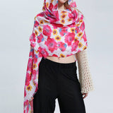 SATIN SILK SCARF COLORFUL SUN PROTECTION SHAWL_CWASC0687