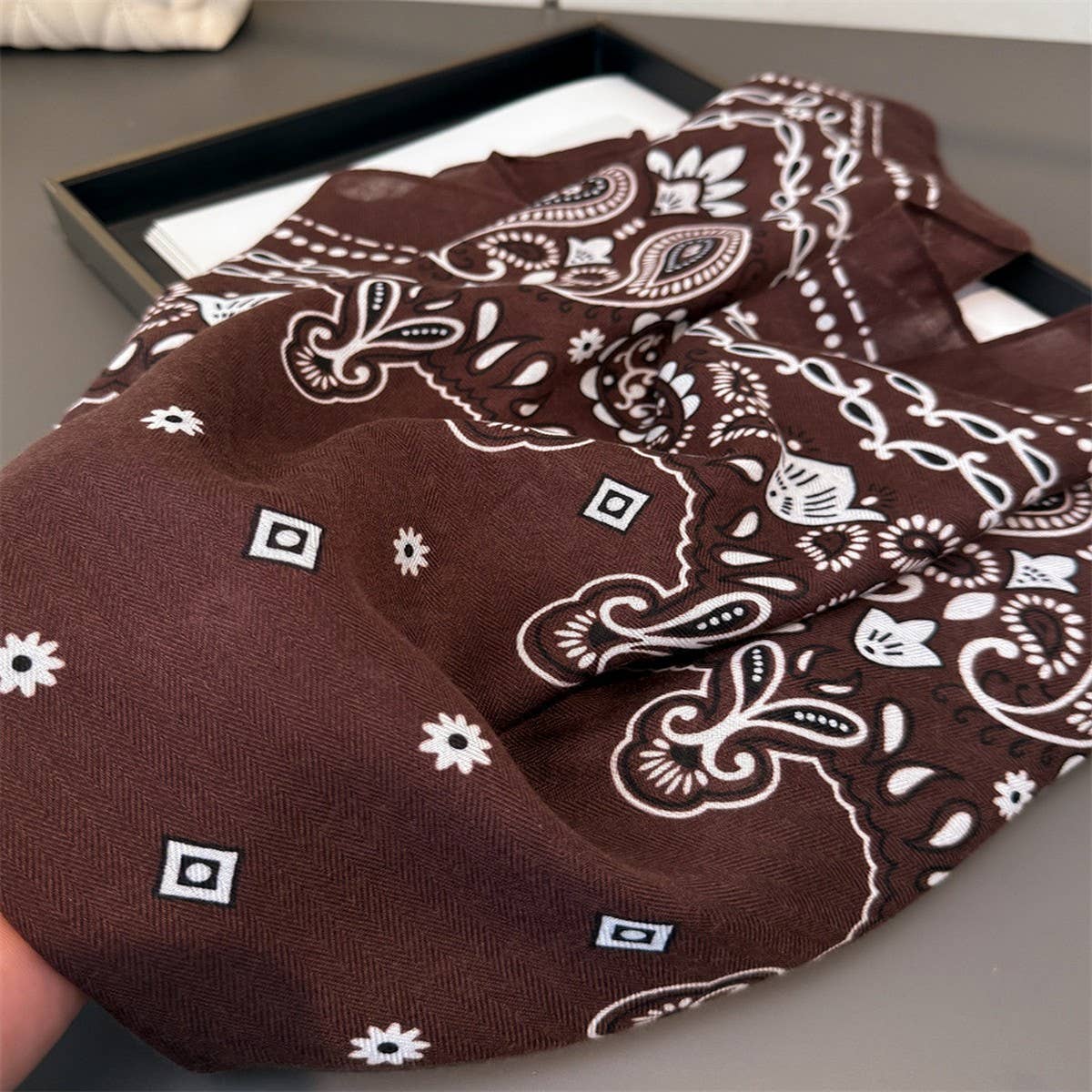 Paisley Herringbone Linen Feel Silk Scarf_Cwasc03310