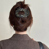 Oval Flat Hair Claw Lazy Retro Shark Clip_Cwaha08044