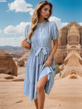 Stand Collar Pleated Dress
