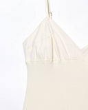 Temperament V-Neck Halter Stitching Poplin Dress
