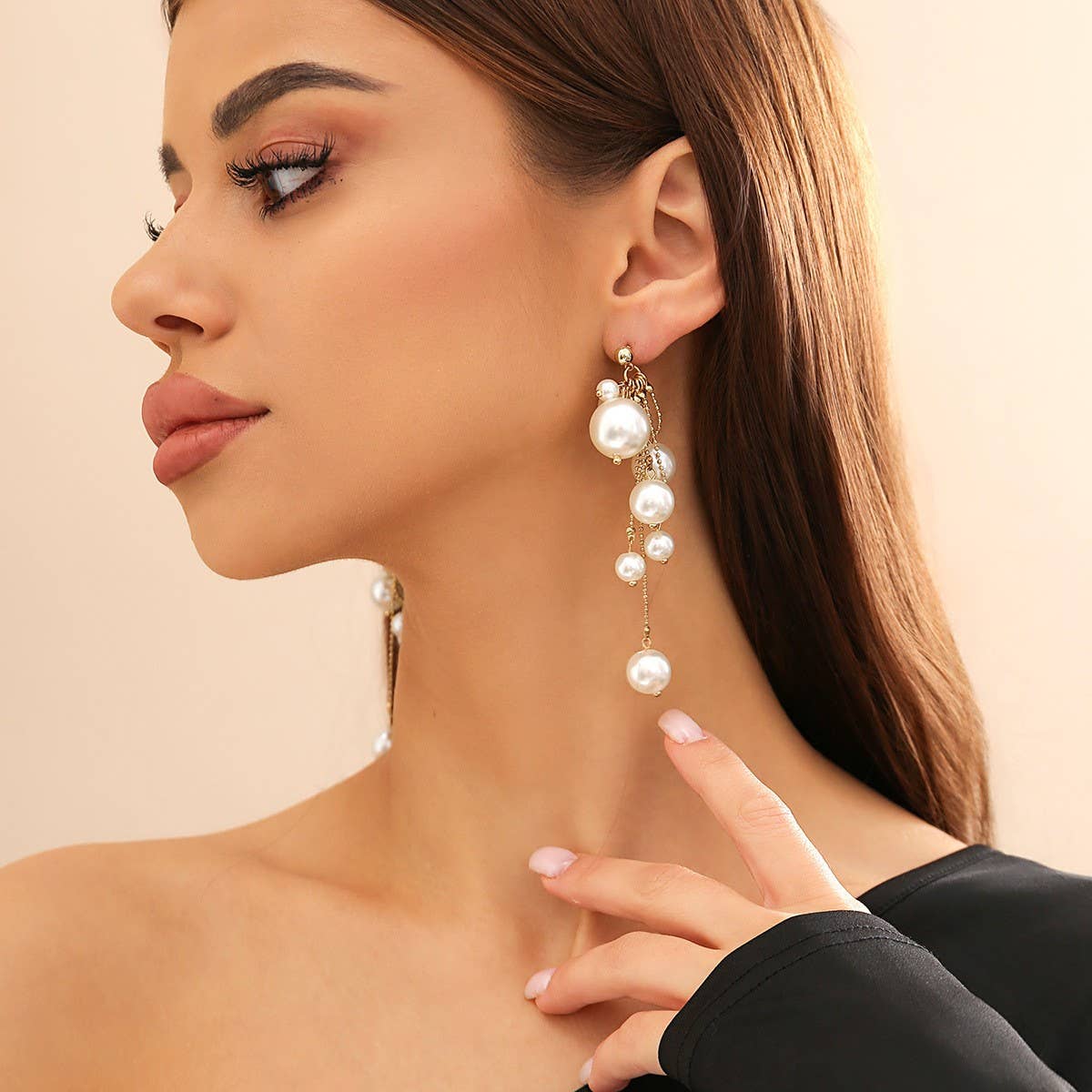 IMITATION PEARL TASSEL PENDANT EARRINGS_CWAJE1155