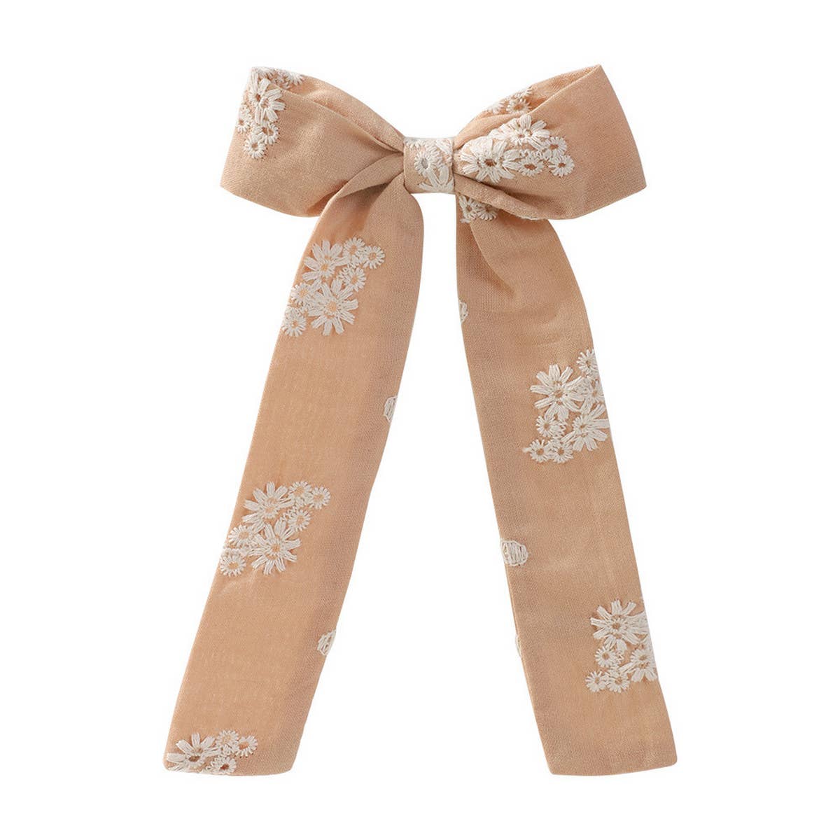 Childrens Ribbon Bow Embroidered Hairpin