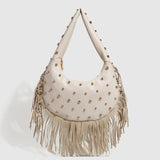 PUNK STUDDED FRINGE SHOULDER BAG FOR WOMEN_CWAB5681