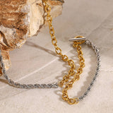 Two-Tone Gold Silver Twisted Chain Necklace