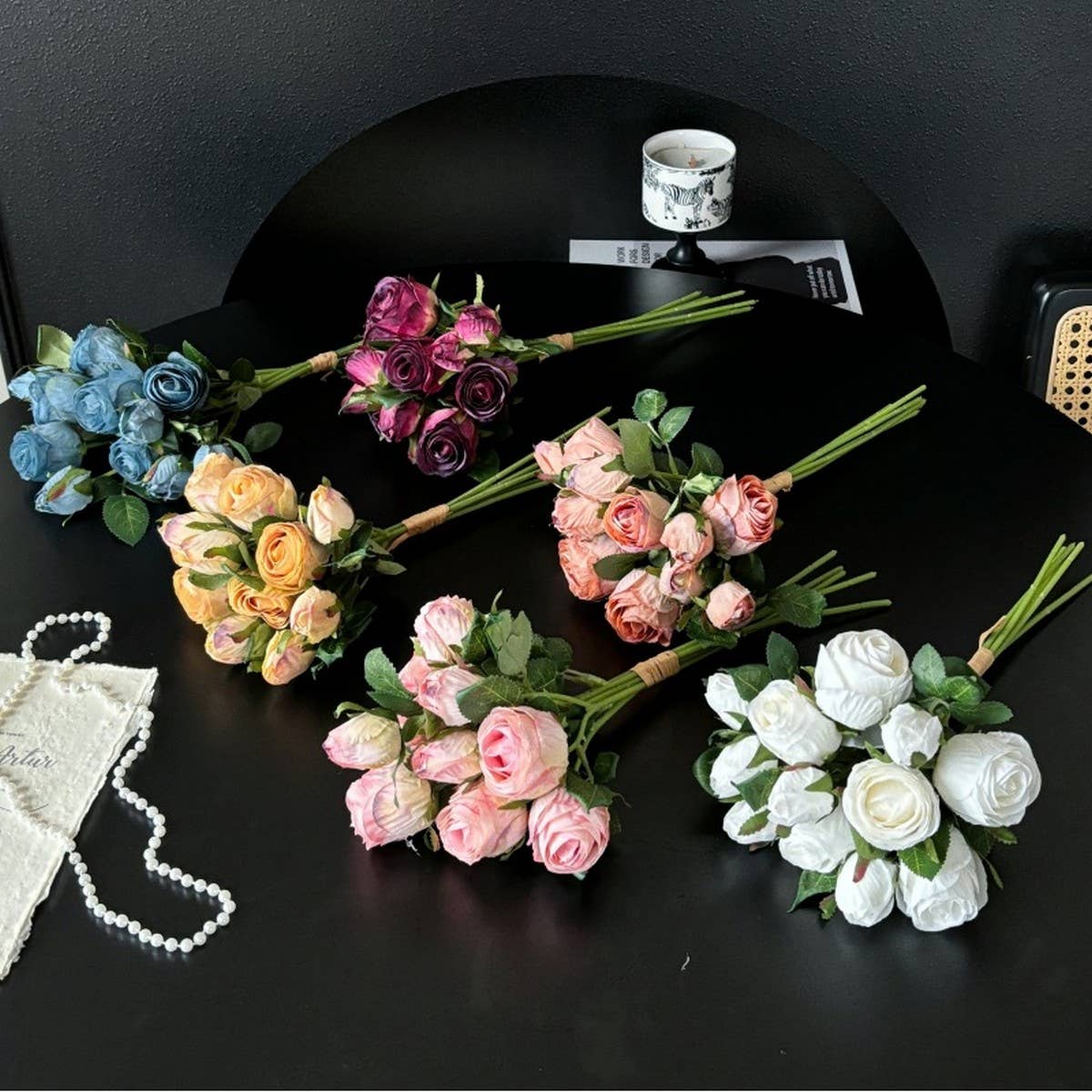 Vintage 2-Head Burnt Edge Mini Rose Bouquet_Cwmm6575