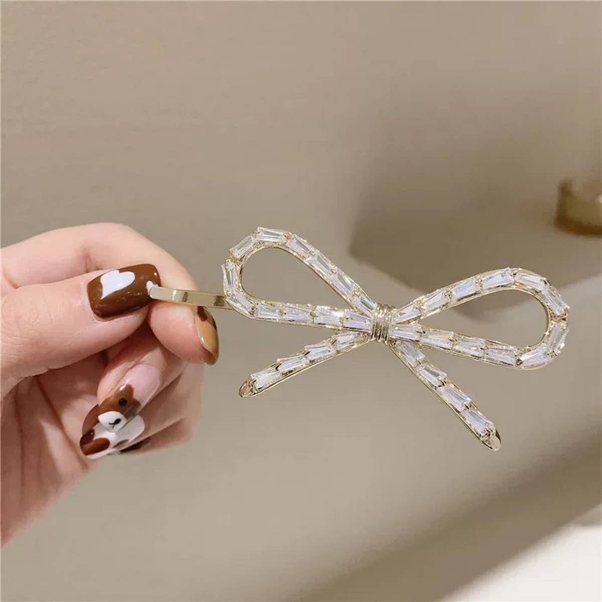RHINESTONE BOW HAIR PIN FOR GIRLS OR LADIES_CWAHA4782