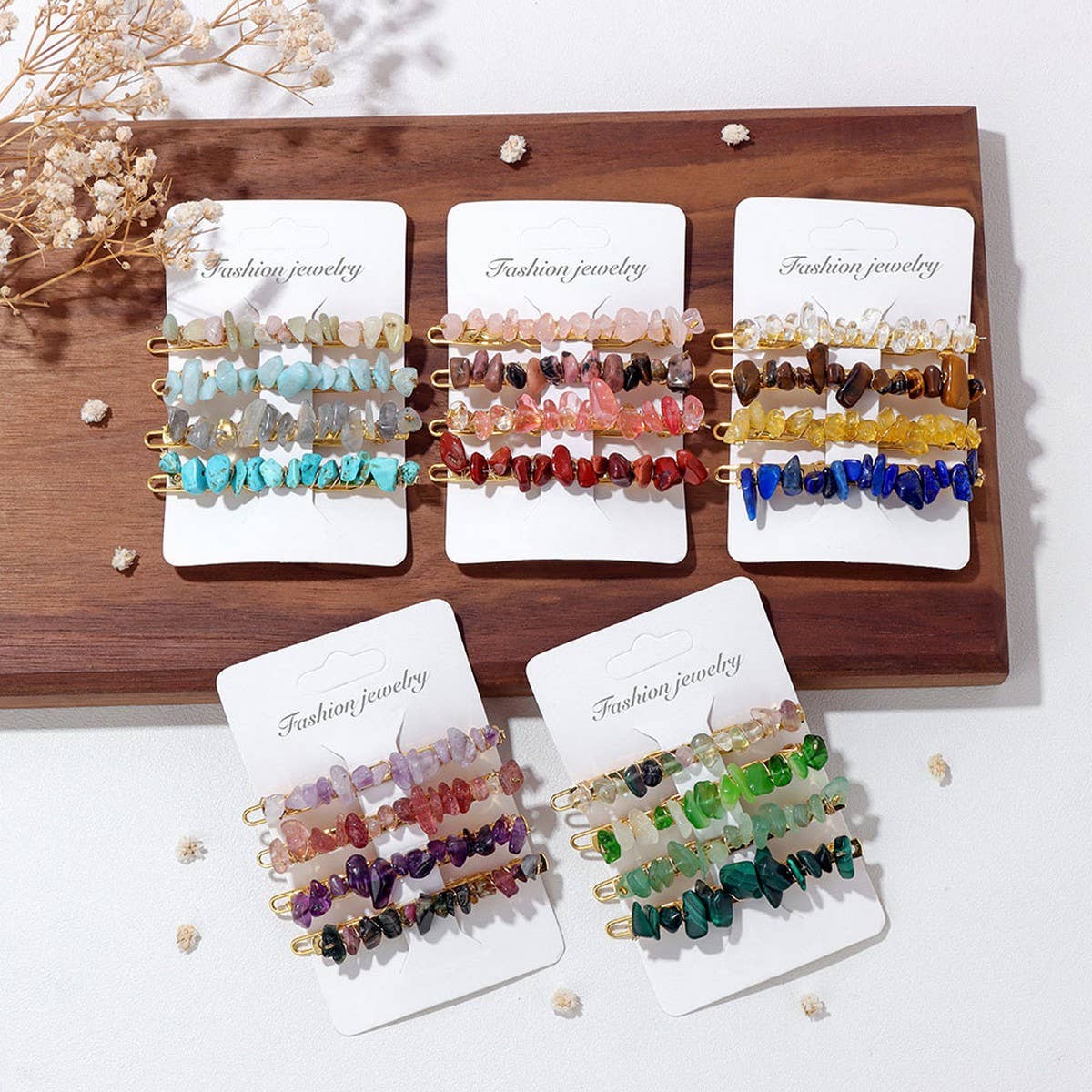 Cwaha5649_Natural Gravel Multi-Color Hair Clip Set