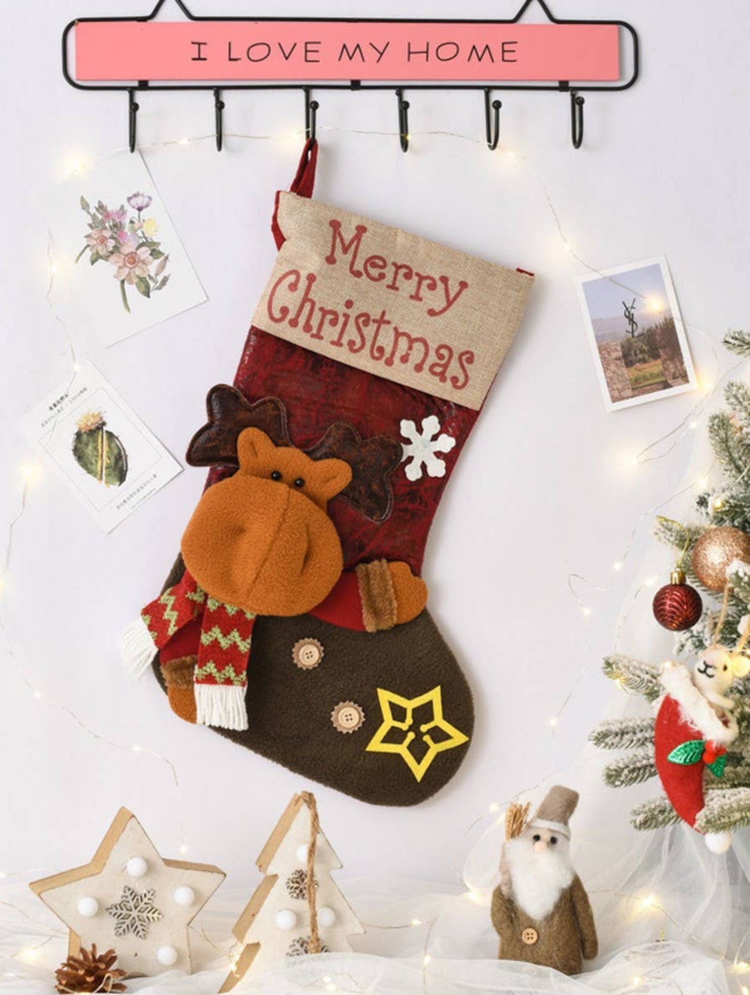 SEQUINED 3D SANTA CLAUS CHRISTMAS STOCKINGS_CWMS1424