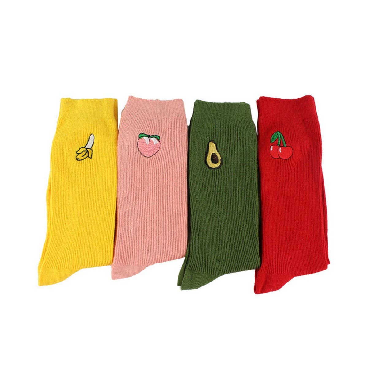 FRUIT EMBROIDERY PATTERN STOCKINGS CREW SOCKS_CWAH1116