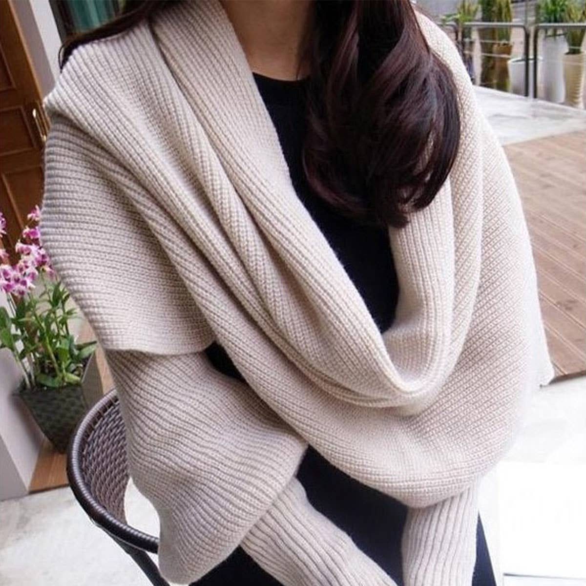 KNITTED SLEEVE SCARF SHAWL FOR MEN WOMEN WINTER_CWASC1538
