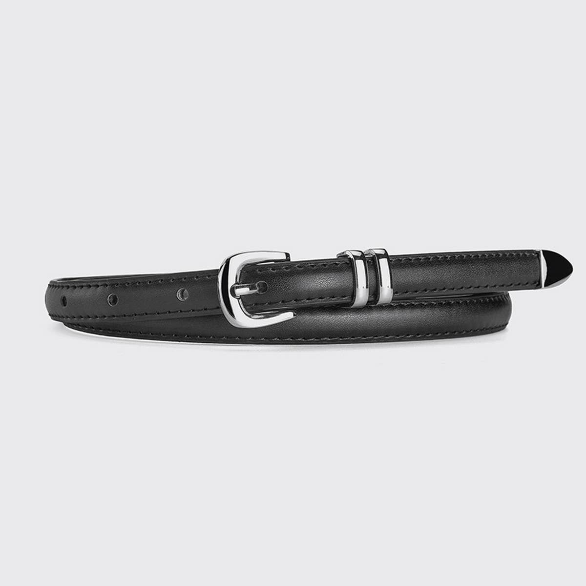 Cwabe0881_Simple And Versatile Silver Buckle Belt
