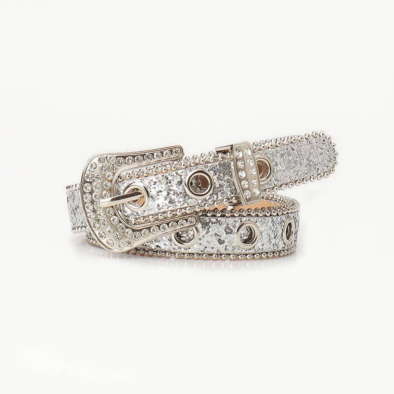 Trendy Rhinestone Needle Buckle Womens Belt
