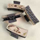 CACTUS PRINT LEATHER HAIR CLAW CLIP WESTERN STYLE_CWAHA0606