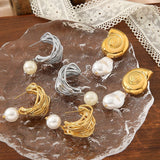 Wrapped Geometric Titanium Earrings_Cwmm3604