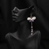 HIGH END SIMPLE SHELL BUTTERFLY PEARL EARRINGS_CWAJE3773