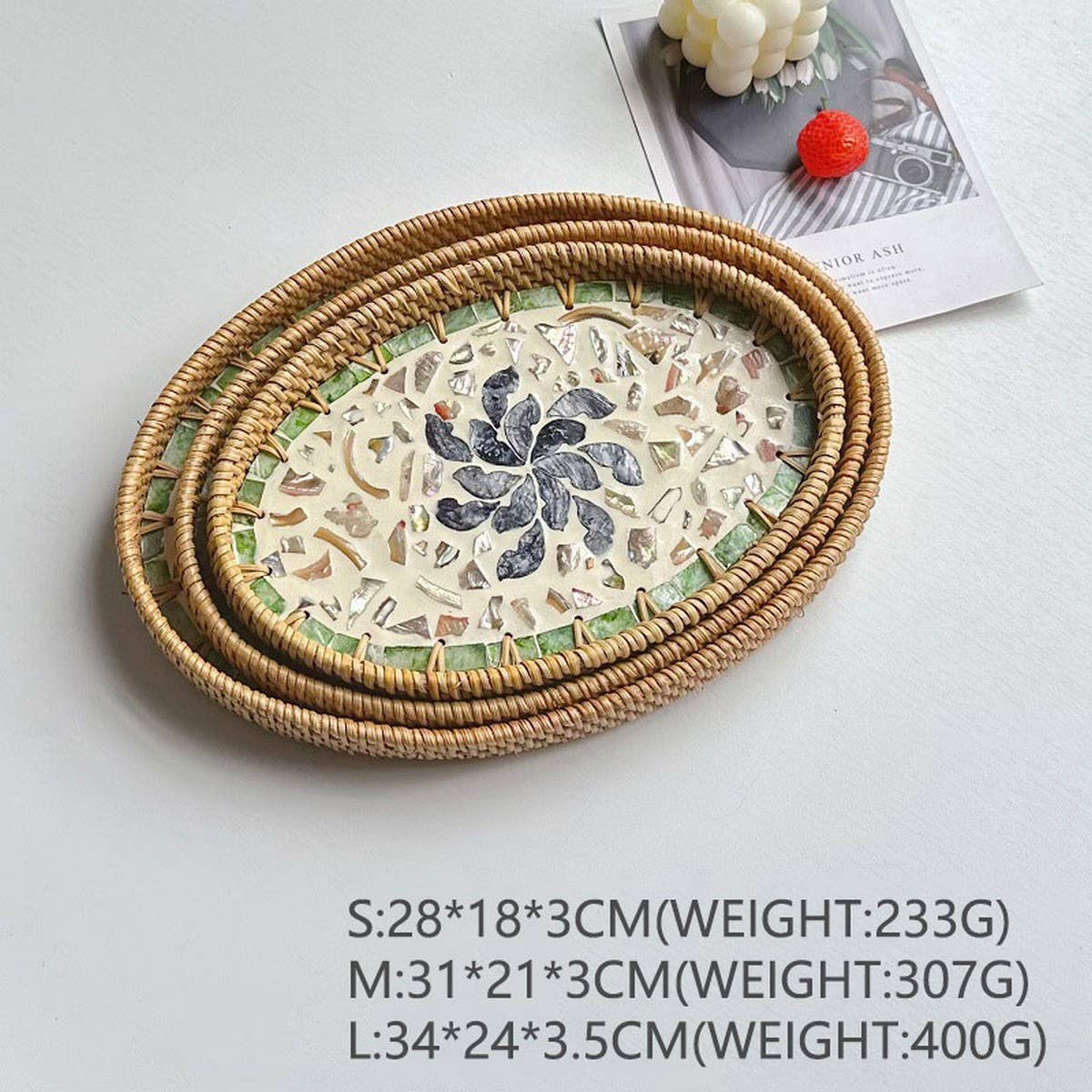RATTAN SHELL ROUND PLATE THREE PIECE SET_CWMM4496