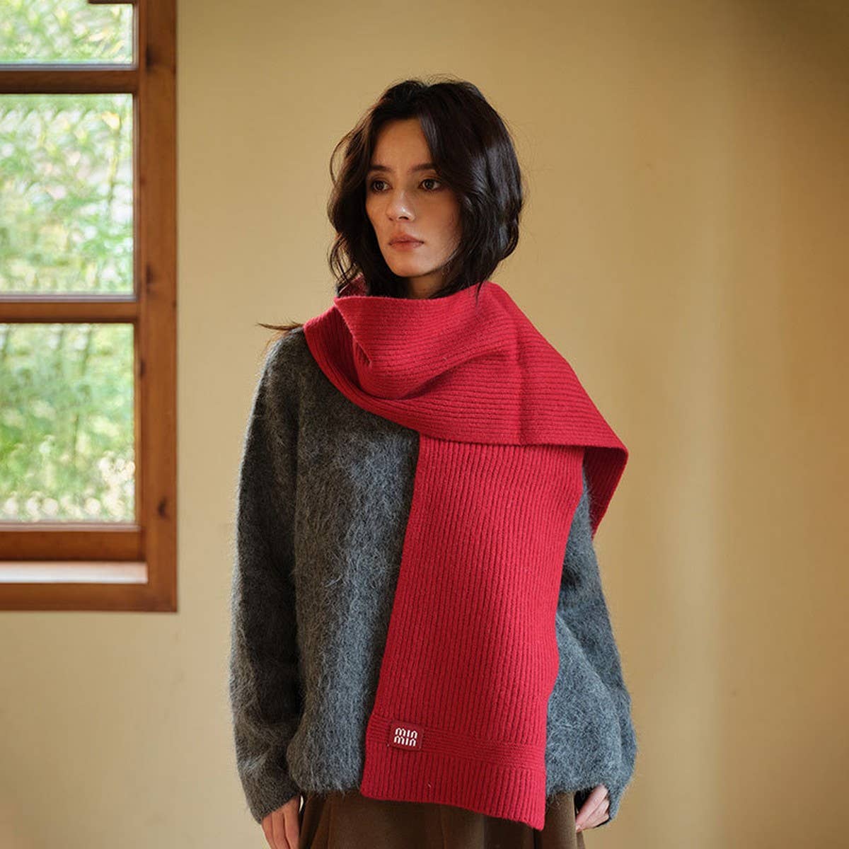 100% WOOL KNITTED STRIPED SCARF SOFT WARM_CWASC2305