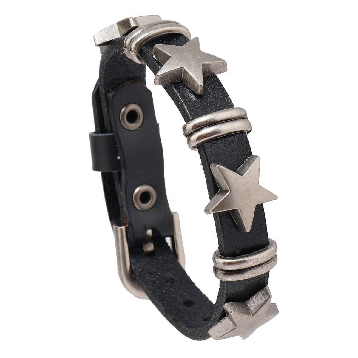 FIVE POINTED STAR RETRO COWHIDE CREATIVE BRACELET_CWMM4468