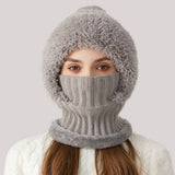 Cwah2211_Knit Thick Fluffy Ball Bib Headpiece