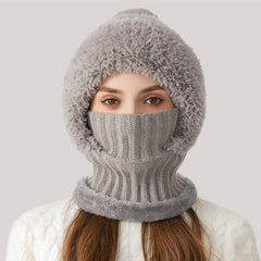 Cwah2211_Knit Thick Fluffy Ball Bib Headpiece