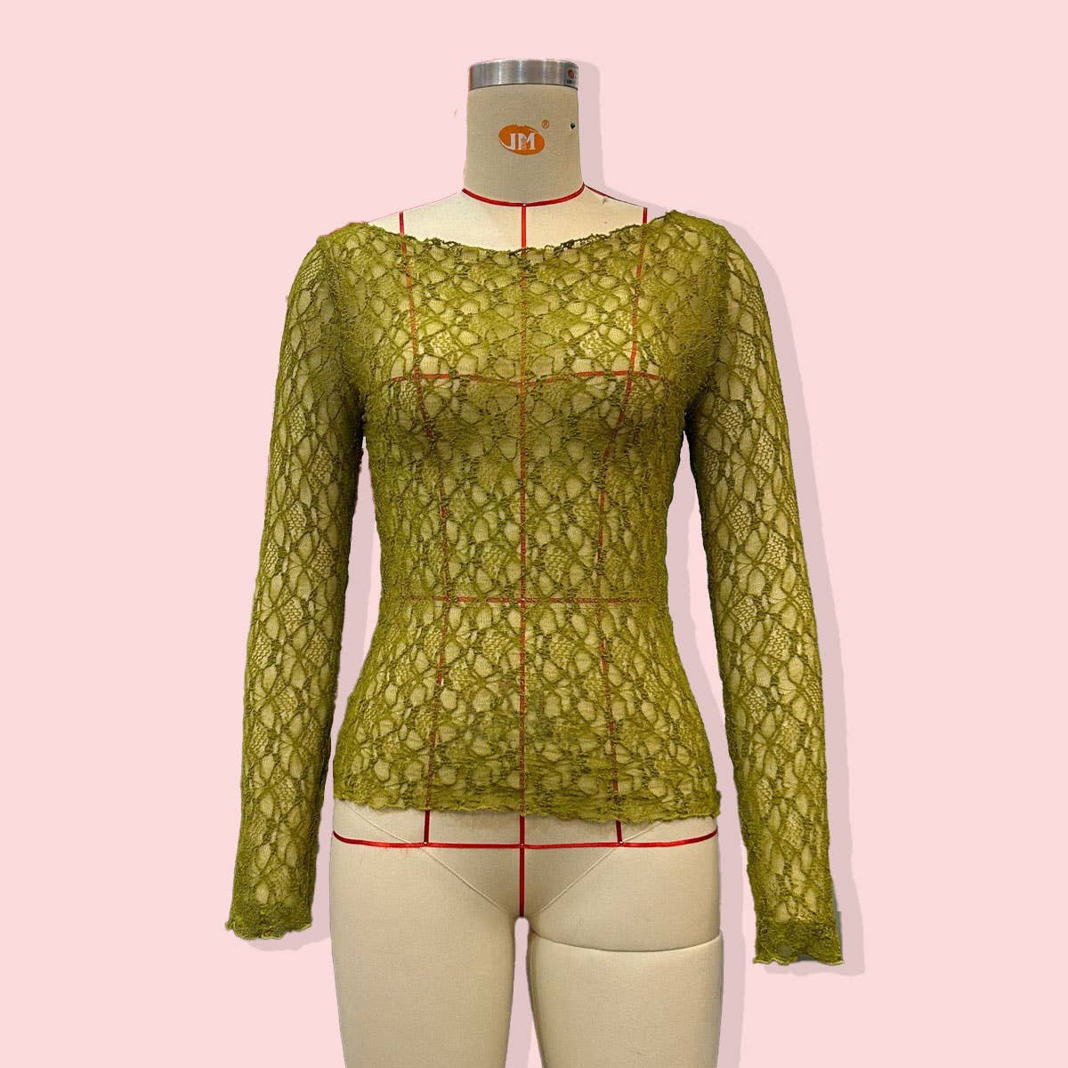 SEMI SHEER MESH LACE T SHIRT SLIM FIT CROPPED TOP_CWTBLL2661