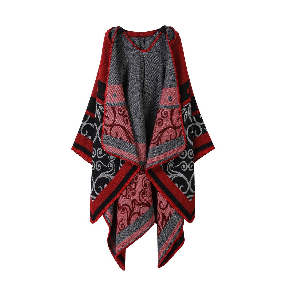 CAPE SHAWL CAPE FAUX CASHMERE HOODED CAPE_CWASC2267