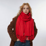 Wool Blend Solid Scarf-Sof Thick Bear Label Wrap_Cwasc2338