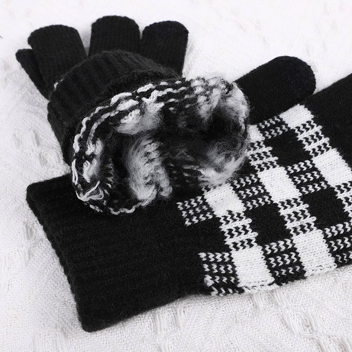 THICKENED WARM CHECKERBOARD CYCLING GLOVES_CWAG0196