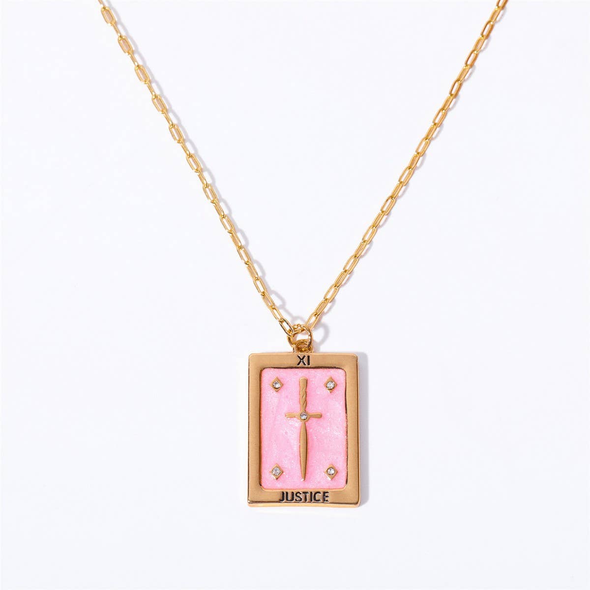 Vintage Tarot Square Pendant Necklace_Cwmm3916